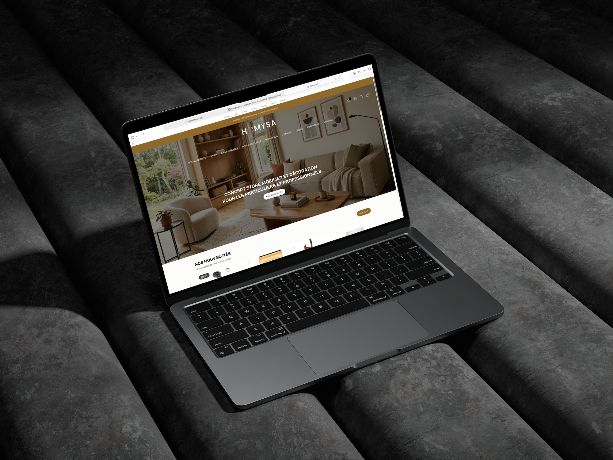 Boutique e-commerce Shopify Homysa, réalisée par Albo